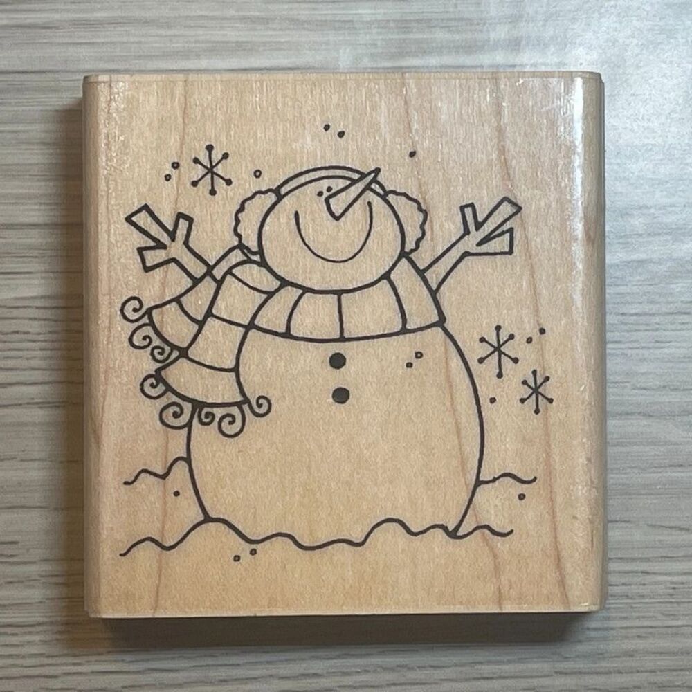 Penny Black NWT Vintage Warm & Cold Snowman Rubber Stamp